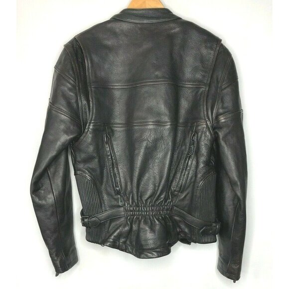 UNIK Ultra Heavy LEATHER Motorcycle Zip Buckle Lined Jacket Womens Size S Black - Picture 2 of 12